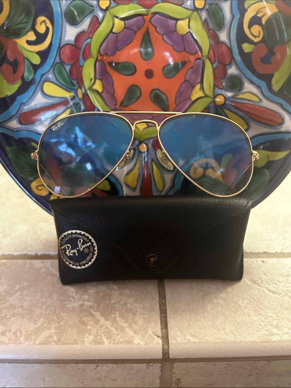 Ray-Ban Aviator Sunglasses - Gold Frame, Blue Lenses
